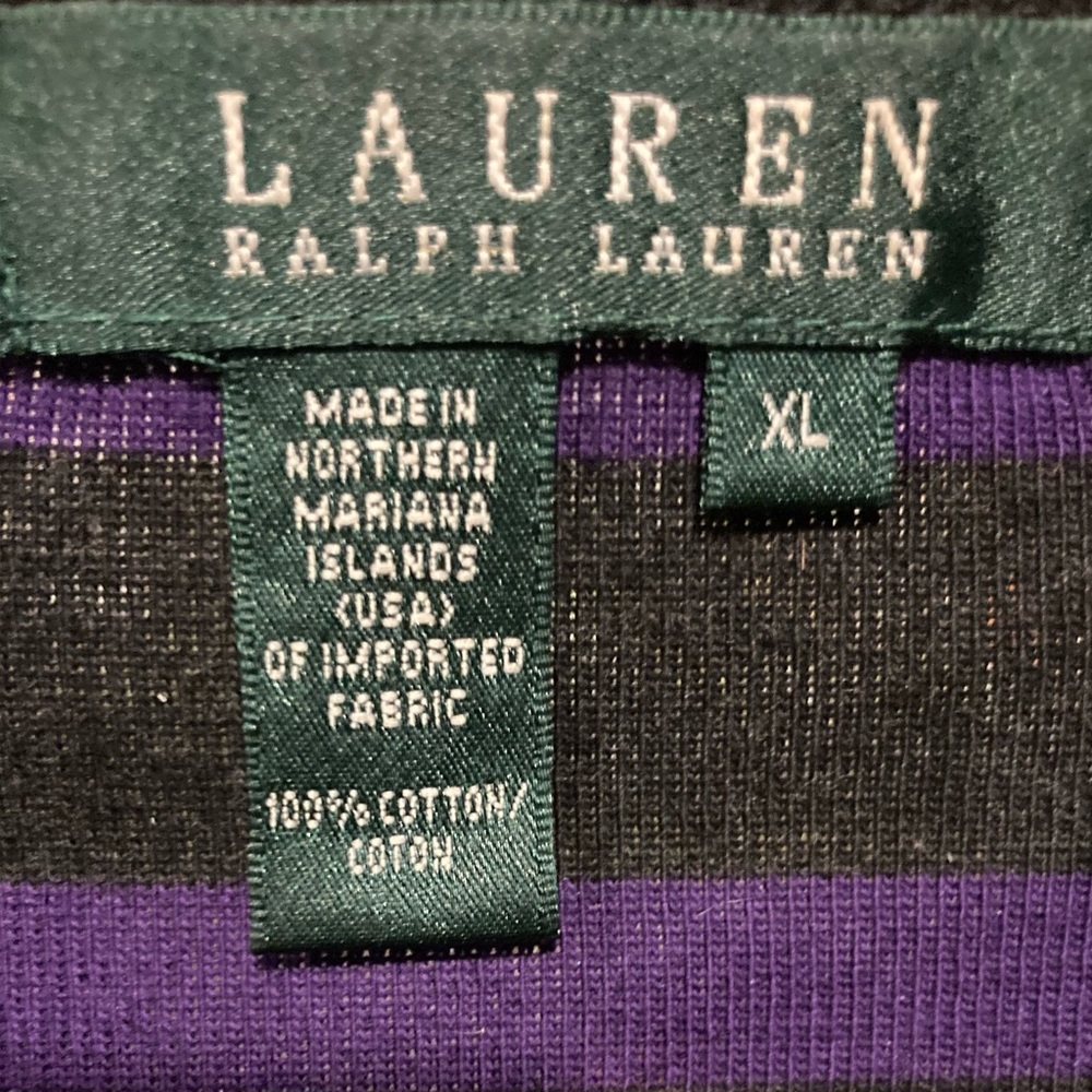 EUC Vintage Lauren Ralph Lauren Black & Purple Striped Blouse Size XL - Picture 8 of 9